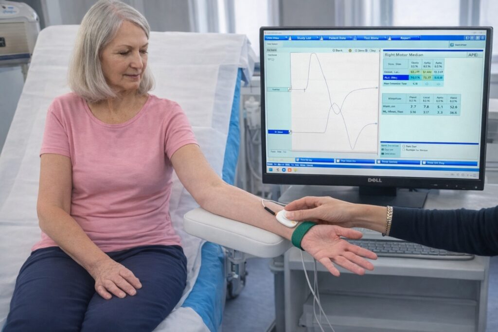 EMG vyšetření pomáhá přesně zjistit, jak fungují nervy a svaly a odkud vaše potíže vycházejí.